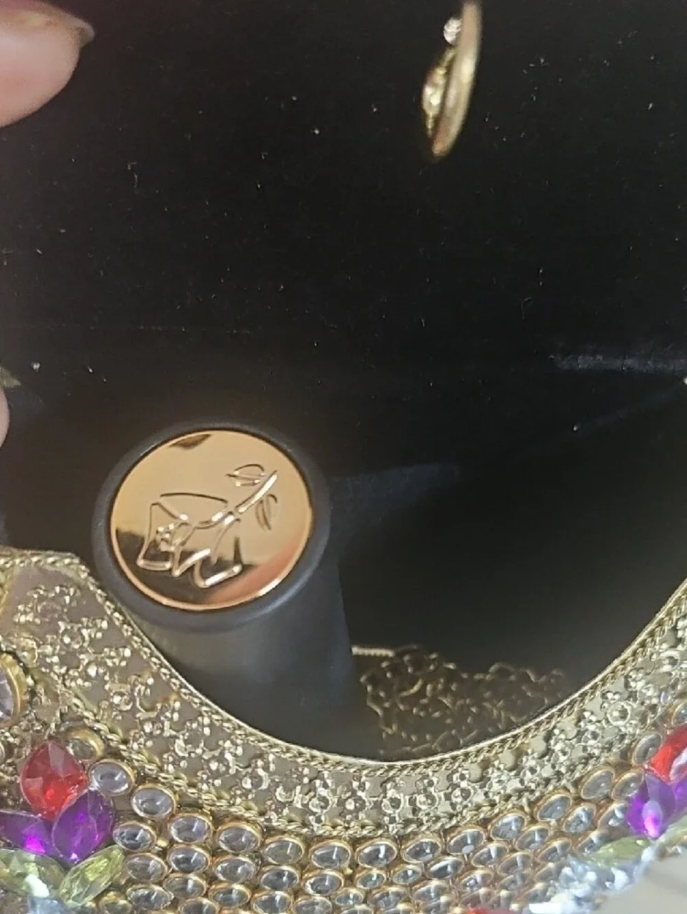 Embellished Gold Crystal Kundon Evening Handmade Clutch - Multicolor Accents